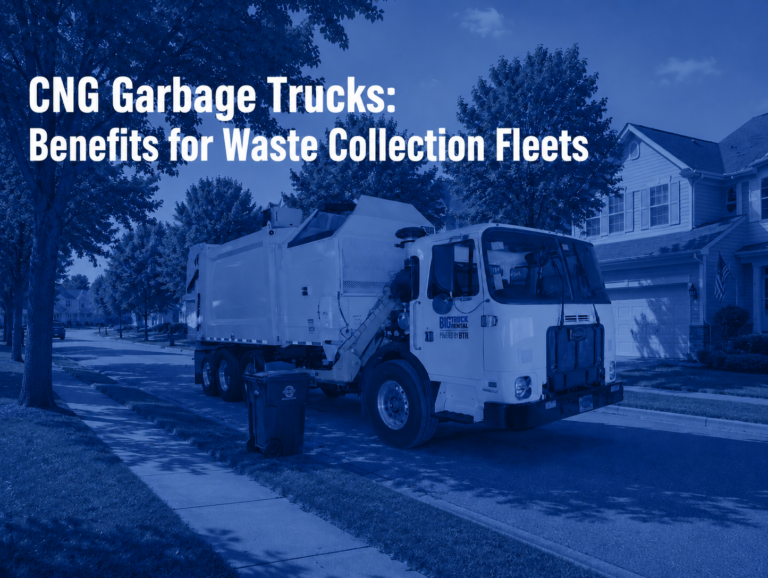 CNG Side Loader garbage truck in neighborhood